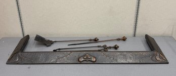 Exceptional Scottish Art Nouveau Hammered Copper Fireplace Kerb