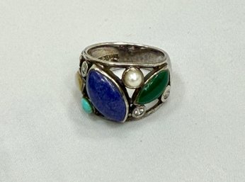 Sterling Silver Multi Gem And Sugilite Ring
