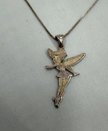 Disney Sterling Silver Tinker Bell Pendant And Chain