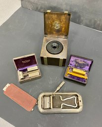 Vintage Shaving Razors And Inkwell