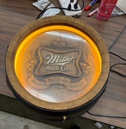 Miller Beer Barrell Head Illuminated Lighted Bar Sign