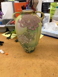 Rare Antique Handpainted Japanese Coralene Vase ****REPAIRED HANDLE*****