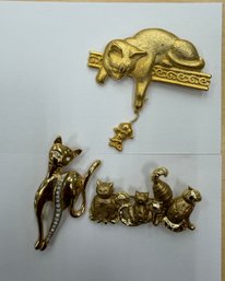 Vintage Cat Costume Jewelry One Marked JJ Ready For Gifting