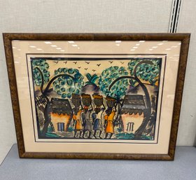 Framed Haitian Art Signed By Artist Haiti