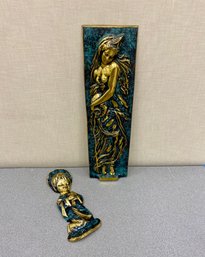 Two Exceptional Brass Bronze Wall Plaques