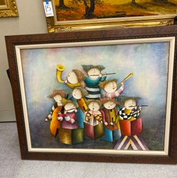 Large Framed Artwork Of Musicians