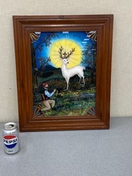 Reverse Painting On Glass The Conversion Of Saint Hubert