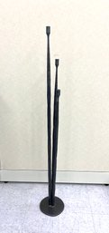 Tall Hand Hammered Forged Wrought Iron Steel Floor Candlesticks