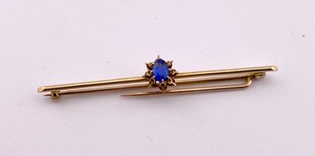 Antique 14K Gold Sapphire Brooch