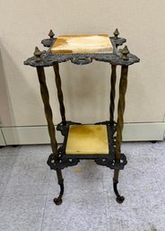 Victorian Brass And Onyx Plant Stand