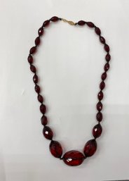 Cherry Amber 14K Gold Clasp Necklace