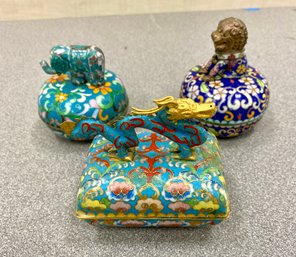 Unusual Cloisonne Music Boxes With  Sound