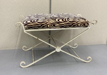 Vintage Wrought Iron Stool Ottoman