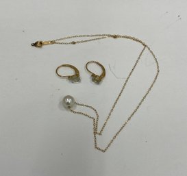 14K Gold Earrings And Necklace