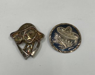 Two Sterling Silver Brooches