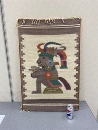 Mounted Aztec Style Flatweave Rug Blanket