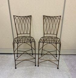 Pair Heavy Iron Chair Stools
