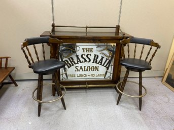 Vintage Mirrored Bar And Stools Free Lunch No Ladies