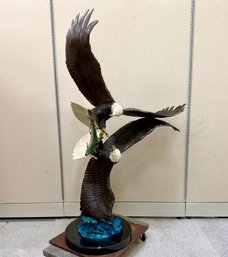 Large Dueling Eagles In Flight Bronze Sculpture Signed Numbered Duane Scott 137/199 **NO BUYERS PREMIUM**
