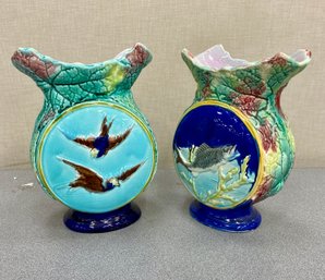 Two Majolica Urns Vases