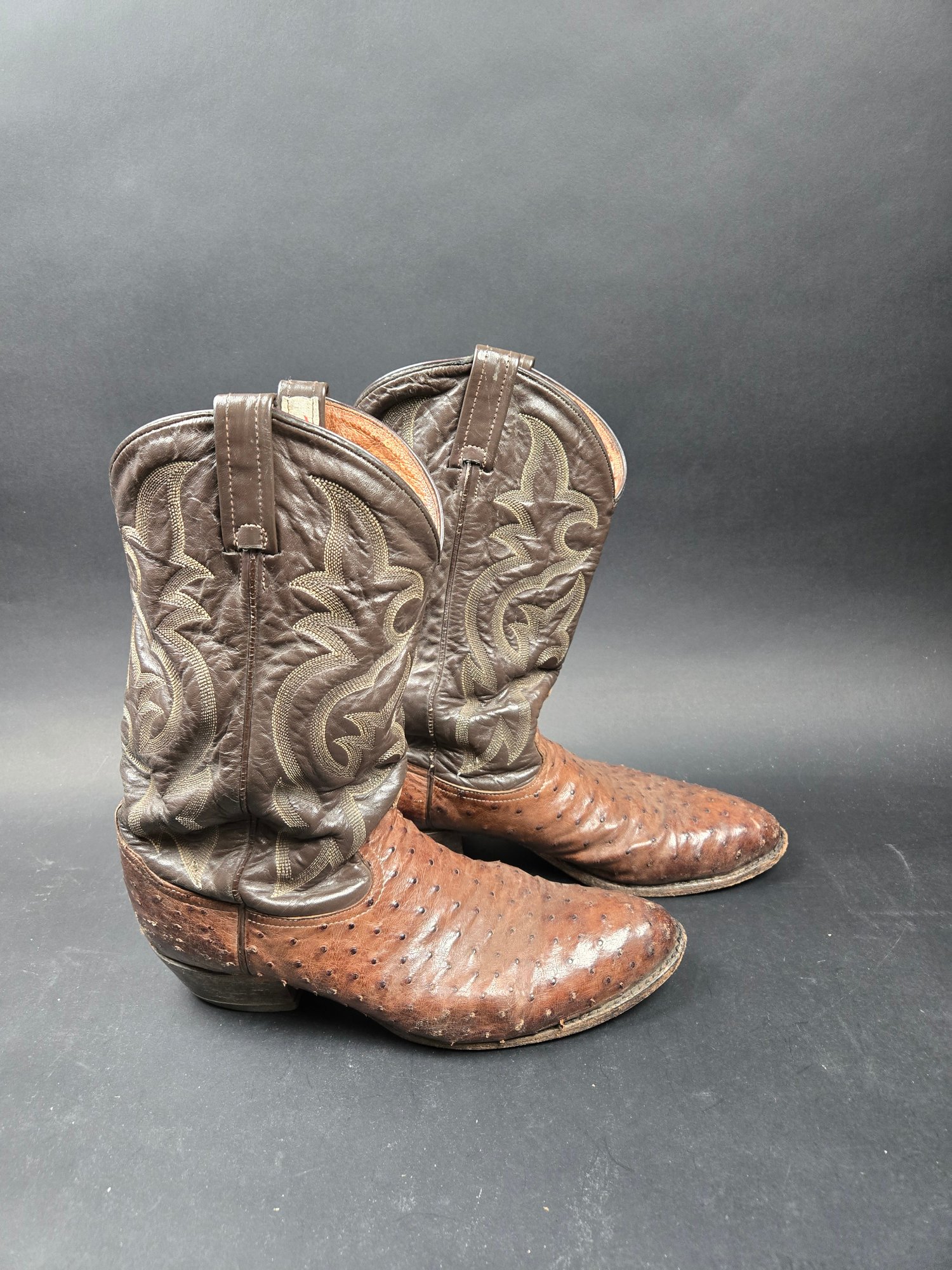 Tony Lama Chocolate Vintage Ostrich Cowboy Men's Brown Casual Boot 12 D