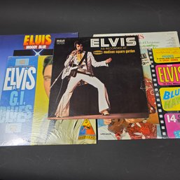 Five Elvis Records - GI Blues - Moody Blue - Christmas - Blue Hawaii - Madison Square Garden