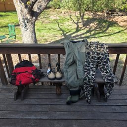 Two Sets Of Waders - Avid Outdoor - Wright & McGill  - Size 13 New Wading Shoes Navasink II -fila Backpack