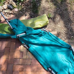 Two Vintage Telescope Folding Furniture CO Canvas Cots In Groovy Carry Bags