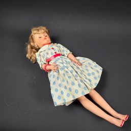 Rubber Doll With Painted Finger/Toe Nails With Sleepy Eyes  19in - Probably 1930's