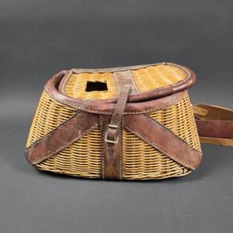Vintage Creel With Leather Trim Looks Like The Strap Is Home Made
