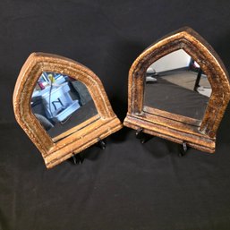 Kulicke Collection & Bombay Co Italian Gothic Arch Wall Mirrors Gilt Finish Pair