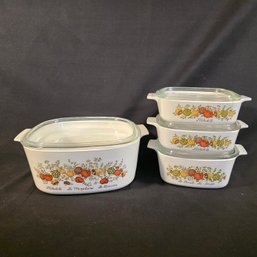 CorningWare Spice O Life Lidded Casserole Baking Dish Set 4-Piece Lot