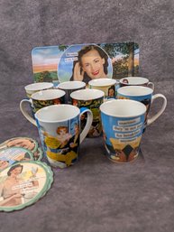 Anne Taintor Snarky Coffee Cups, Tray And Some Coasters