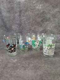 Welch's Looney Tunes Tom Jerry Jelly Jar Glass Lot Of 7 1990 1994 Animated Character Tumblers
