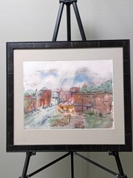 Verna Jean Versa Watercolor Street Scene Colorado Artist Framed Art