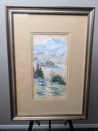 Original Water Color And Gouache Mountain Scene Signed Z......