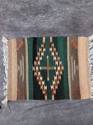 Handwoven Southwestern Style Wool  Table Mat Or Small Rug
