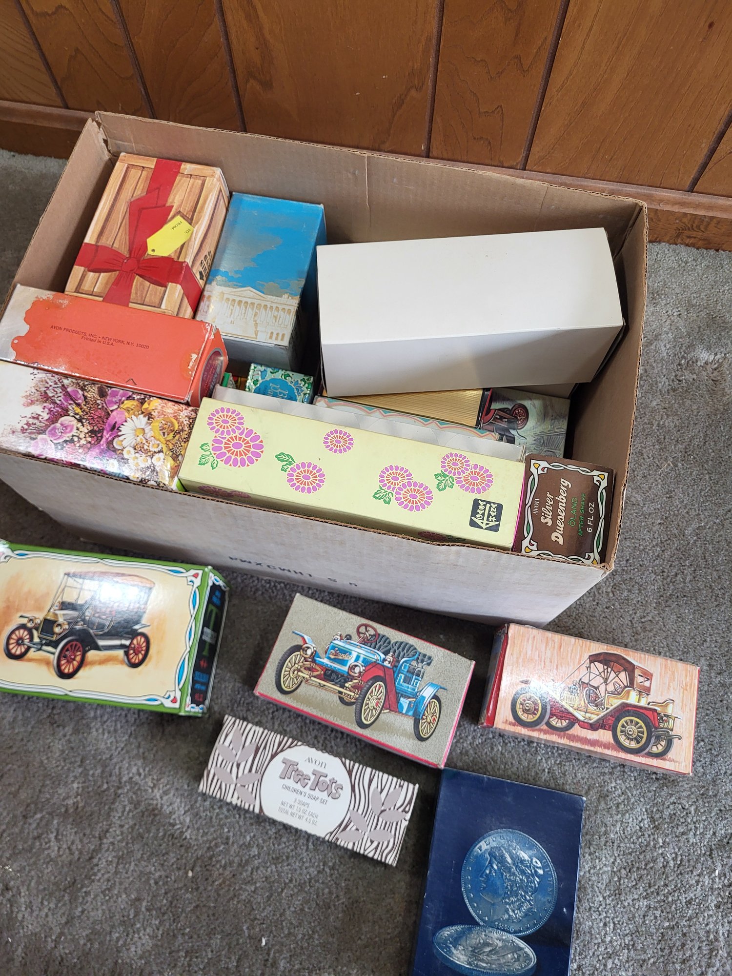Box Full Of Avon Bottles In Boxes With Cologne, Perfume #1648 ...