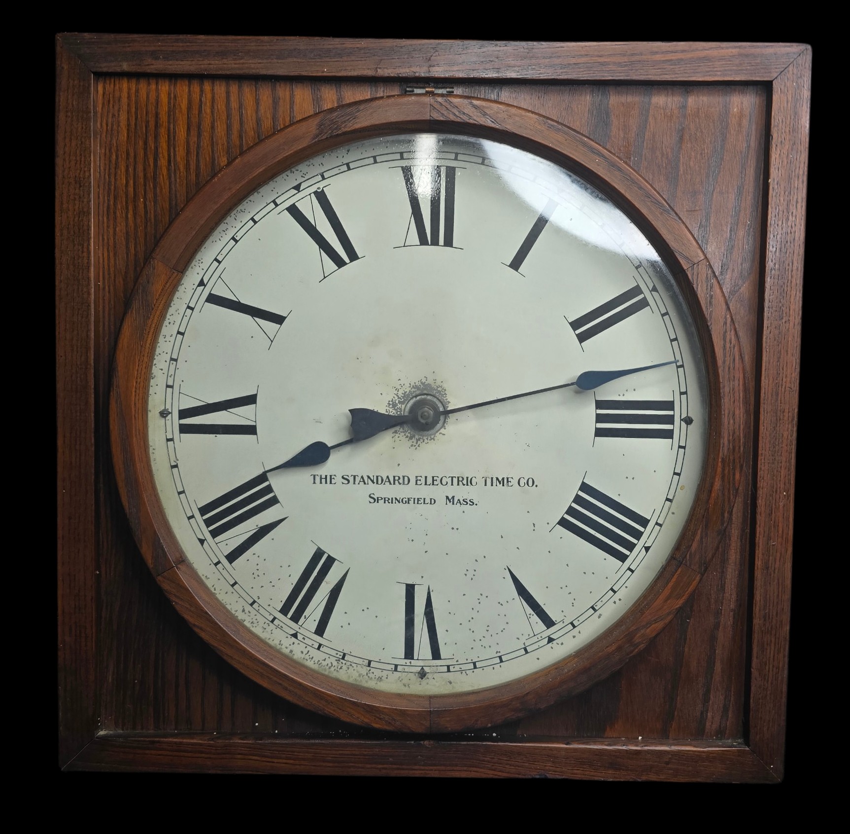 Antique Standard Electric Time Co. Electric Wall Clock In Oak Case ...
