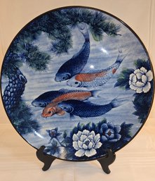 Beautiful Vintage Japanese Koy Fish Platter 16'