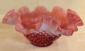Fenton Ruby Glass Hobnail Bowl