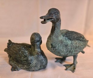 Vintage Water Fontain Ducks Made Of Bass With Great Patina