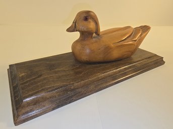 Signed Arthur Beckerman Hand Carved Wooden Duck-