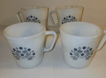 White Pyrex Mugs With Blue Flowers-4