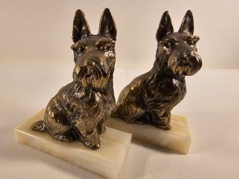 Brass On Marble Scotti Dog Bookends