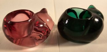 Glass Cats Tealight Holder