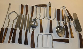 Bakelite Handle Kitchen Lot With Barware Pieces
