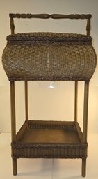Vintage Wicker Basket Sewing Stand