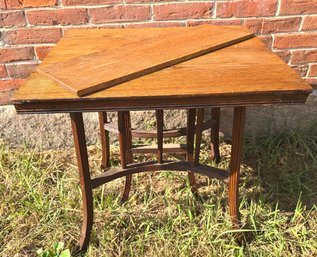Antique Oak Childs Table With Leaf