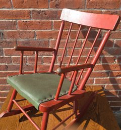 Antique Child Rocker In Red Paint